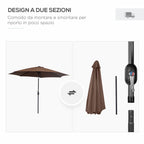 Outsunny 3x2.5 m Tilting Garden Umbrella with Removable Pole, Metal and Polyester, Coffee