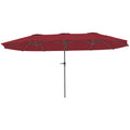 Double Umbrella with Air Vents and Crank, in Metal and Polyester, 4x2.2x2.34 m, Black and Red