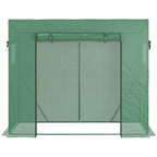 Outsunny PE and Steel Garden Greenhouse with 4 Stakes, 2 Windows and Reinforced Cover, 200x77x148-169cm