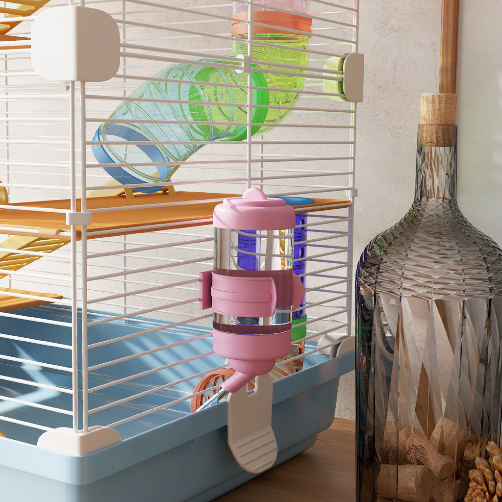 5-Level Hamster Cage with Tubes, Wheel, Ladders, House and Bottle, Made of Metal, PP and PS, 46x30x58 cm