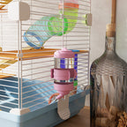 5-Level Hamster Cage with Tubes, Wheel, Ladders, House and Bottle, Made of Metal, PP and PS, 46x30x58 cm
