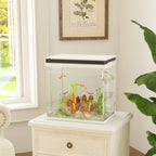 Goldfish Aquarium 26L with LED Lights, Filter System and Water Pump, 38x26x38 cm, White