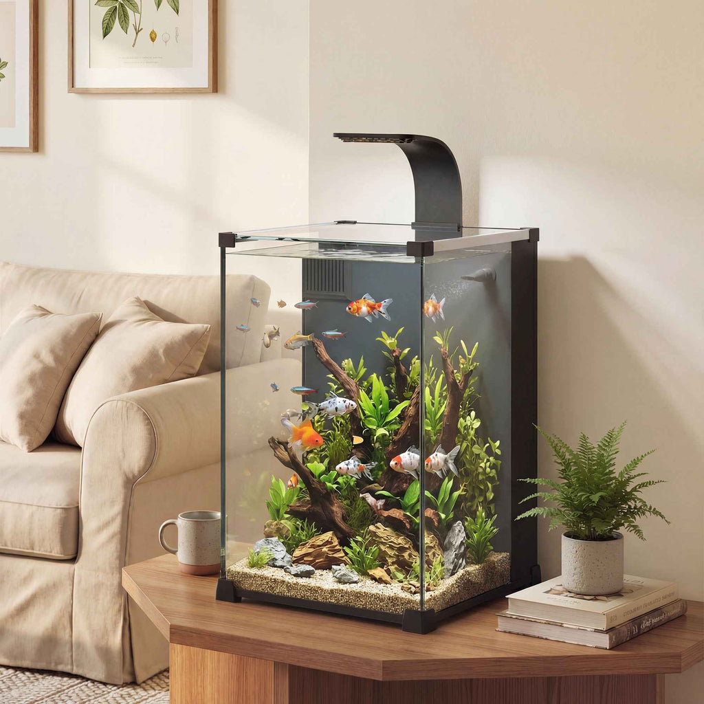 PawHut 36L Aquarium with Integrated Filter, 30 x 30 x 45.5 cm, Black