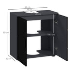 kleankin Bathroom Vanity Unit for Pedestal with Cabinet 2 Doors, 60x30x60cm, Black - Borgè