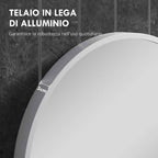 HOMCOM Oval Bathroom Mirror with Aluminum Frame, Vertical or Horizontal, 60x90 cm, Silver