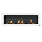 Wall-Mounted Bioethanol Fireplace with 3 x 1L Tanks and 20m² Coverage, Steel and Glass, 120x15x40 cm, White