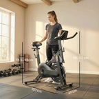 SPORTNOW Adjustable Magnetic Exercise Bike with LCD Display and Tablet Holder, Made of Steel and ABS, 103x49x98-112 cm, Black