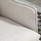2-Seater Sofa in Linen Effect Fabric with Steel Legs and Padded Cushions, 139x68x80 cm, Cream White