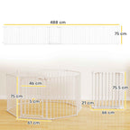 PawHut 8-Panel Modular Dog Playpen with Automatic Closure, Made of Steel and ABS, 61x3x75 cm, White