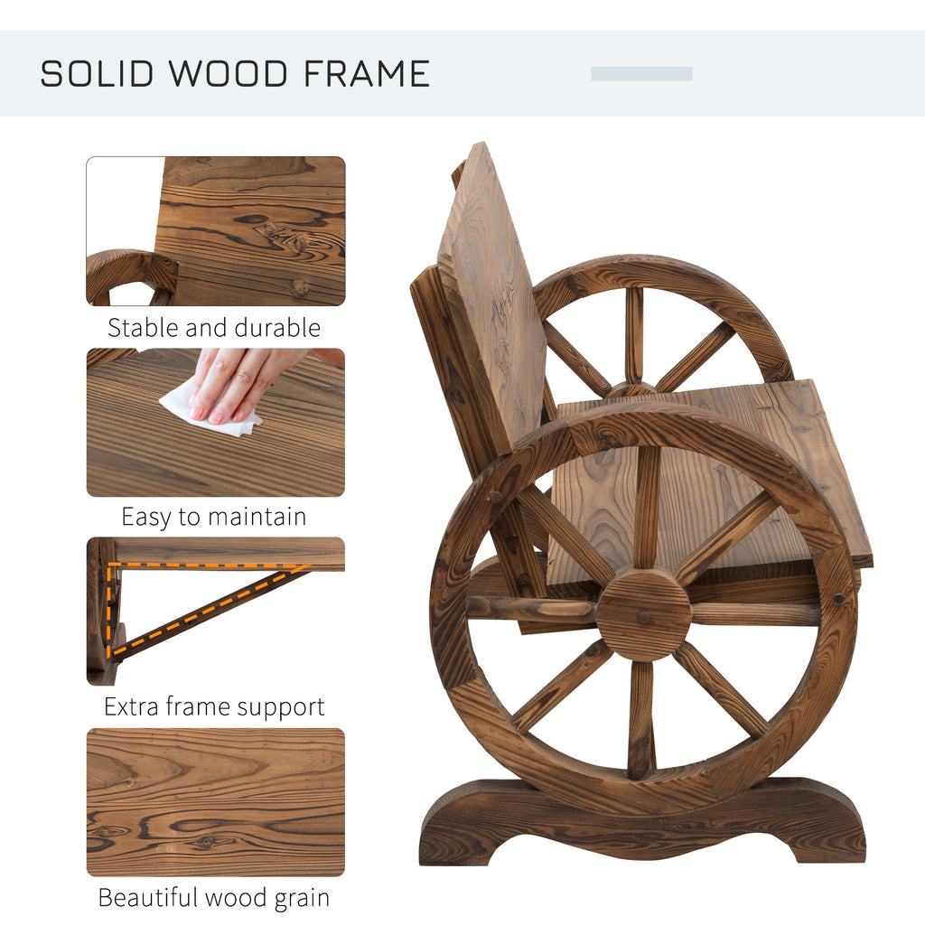 Outsunny Garden bench 2 seats with high back, fir wood, 114x58x80 cm, brown - Borgè