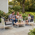Outsunny Garden Sofa Set for 4 People: 2 Armchairs, Sofa, Coffee Table.
