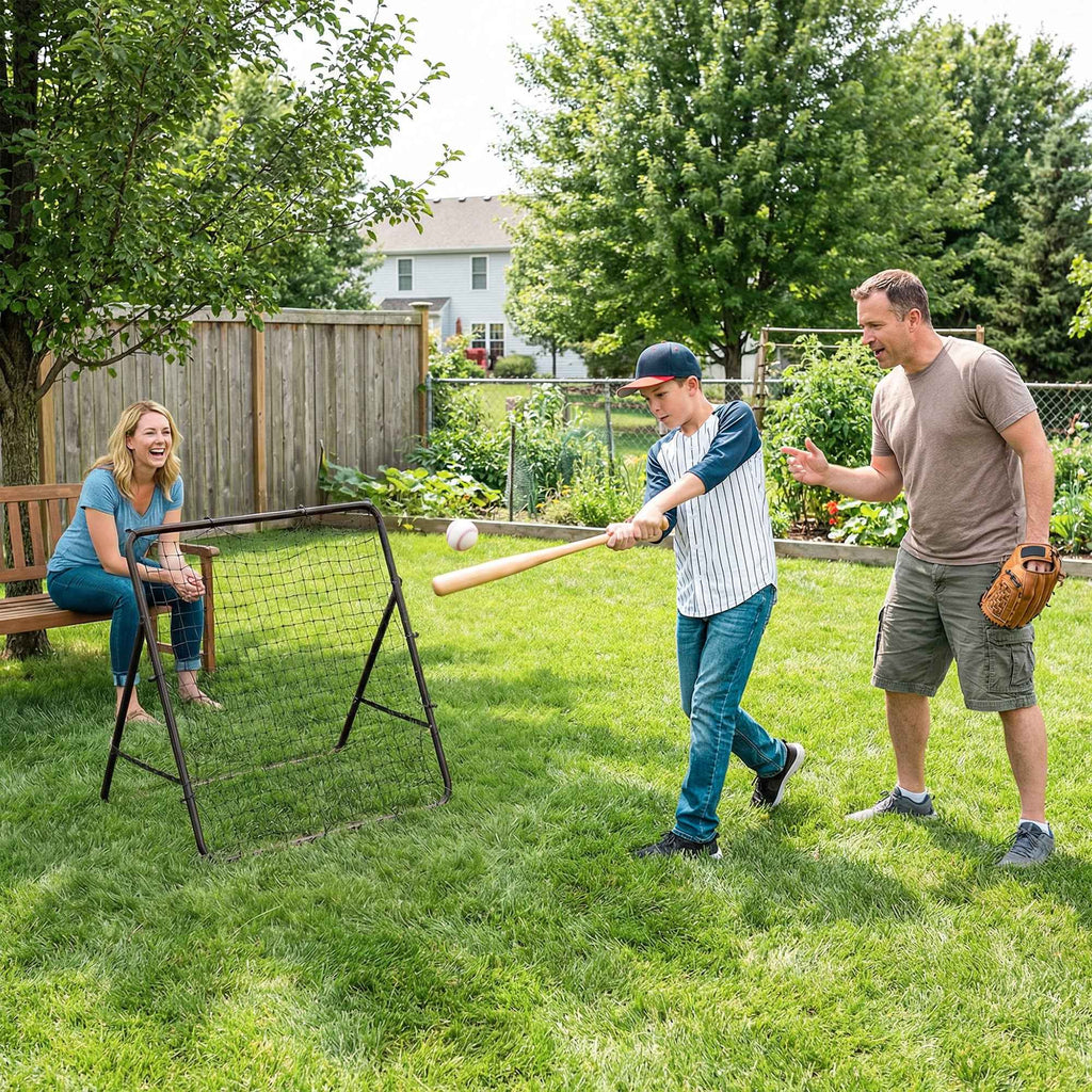 SPORTNOW Soccer Rebounder with 5 Adjustable Angles, Multi-Sport Training Net, Black