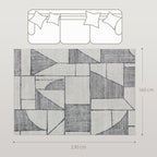 Modern Non-Slip Rug with Geometric Lines, in Multicolored Polyester, 230x160x0.7 cm
