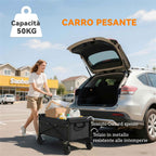 Outsunny 80L Folding Garden Cart with Adjustable Handle, Metal and Oxford Fabric, 78x47.5x92 cm, Black