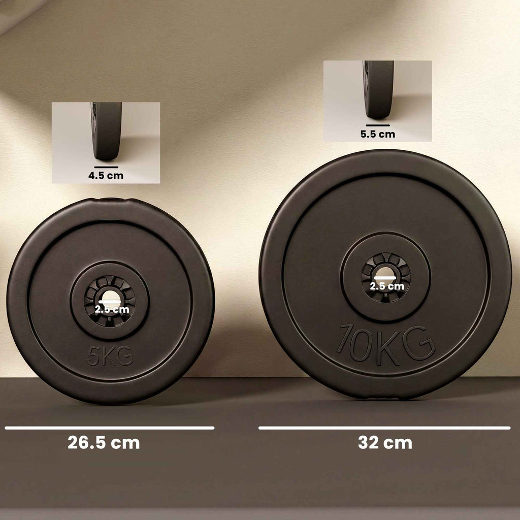 HOMCOM 4-Piece Weight Plate Set, Gym Training Disc Set, Black