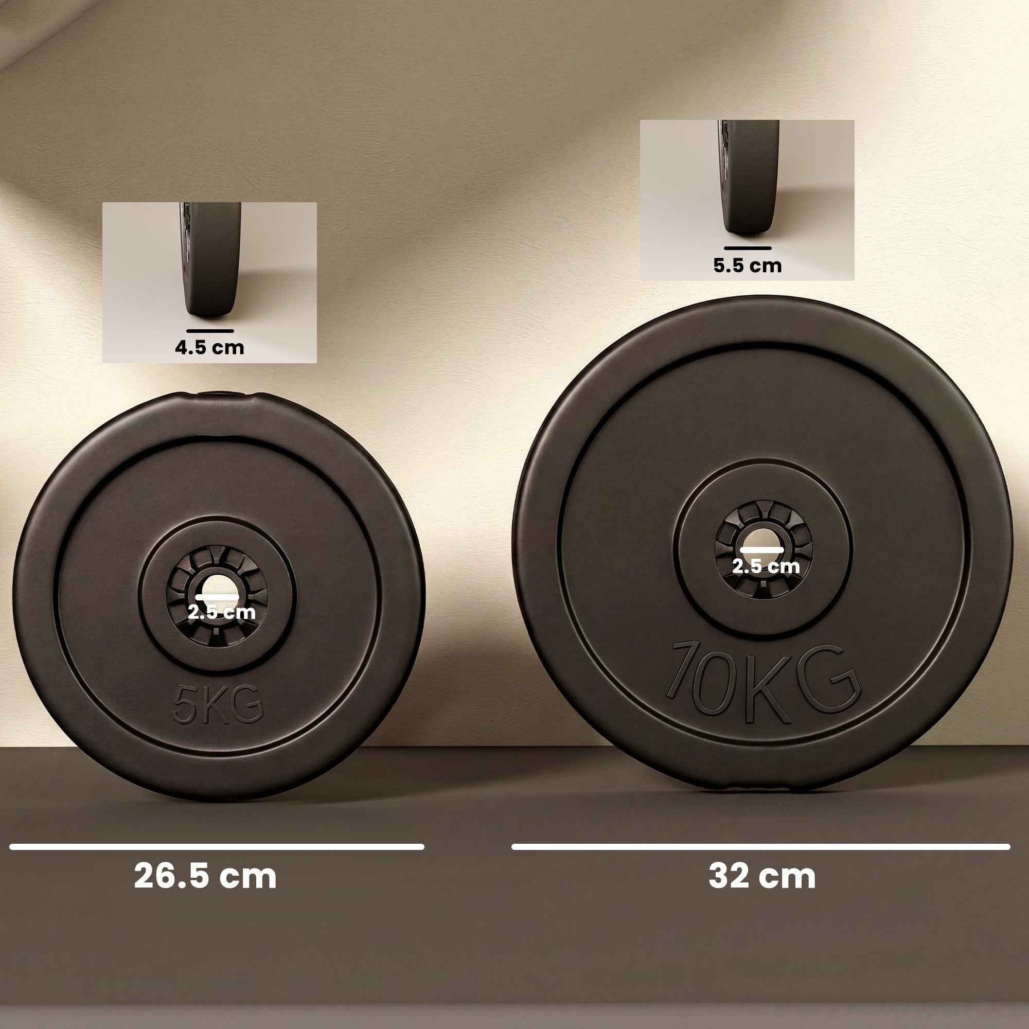 HOMCOM 4-Piece Weight Plate Set, Gym Training Disc Set, Black