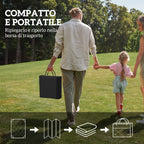 Reversible Geometric Style Outdoor Rug with Carry Bag, 182x274 cm, Blue and White