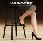 Set of 2 Industrial Style Bar Stools with Backrest, Faux Leather Seat and Footrest, Rustic Brown