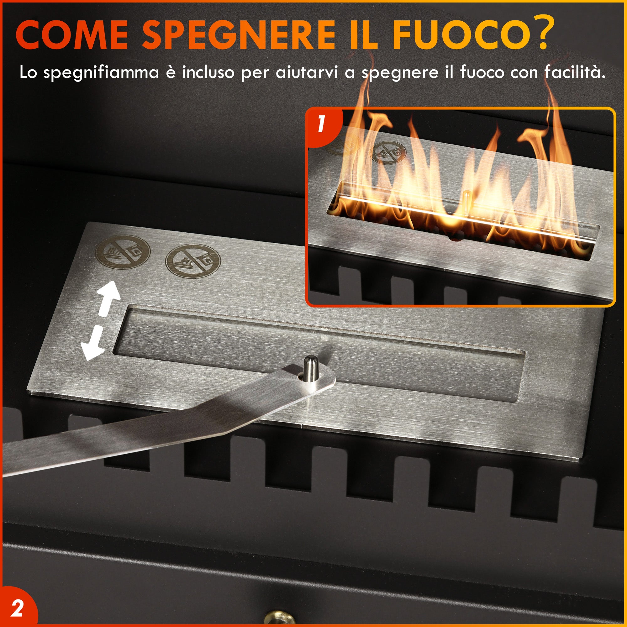 Classic Style Bio Ethanol Fireplace in Steel, 1.2L Burner for 3 Hours of Duration, 45x28x54cm, Black