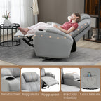 Massage Recliner Chair with Footrest and Remote Control, PU Leather, 89x99x106 cm, Grey