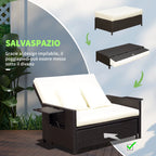 Modular Garden Sofa with Bench, Brown Rattan Garden Furniture, Space-Saving 2-Piece Set - Borge' Group Limited