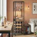 HOMCOM Mobile Bar, Bar Cabinet with Drawer, Cup Holder, Rustic Brown