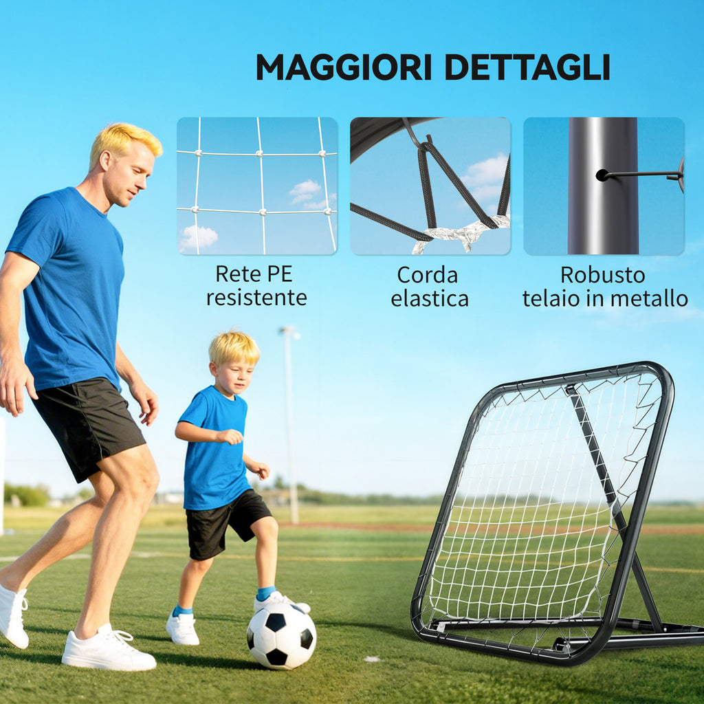 Metal Soccer Rebounder with Adjustable Angle, 78x84x65-78 cm