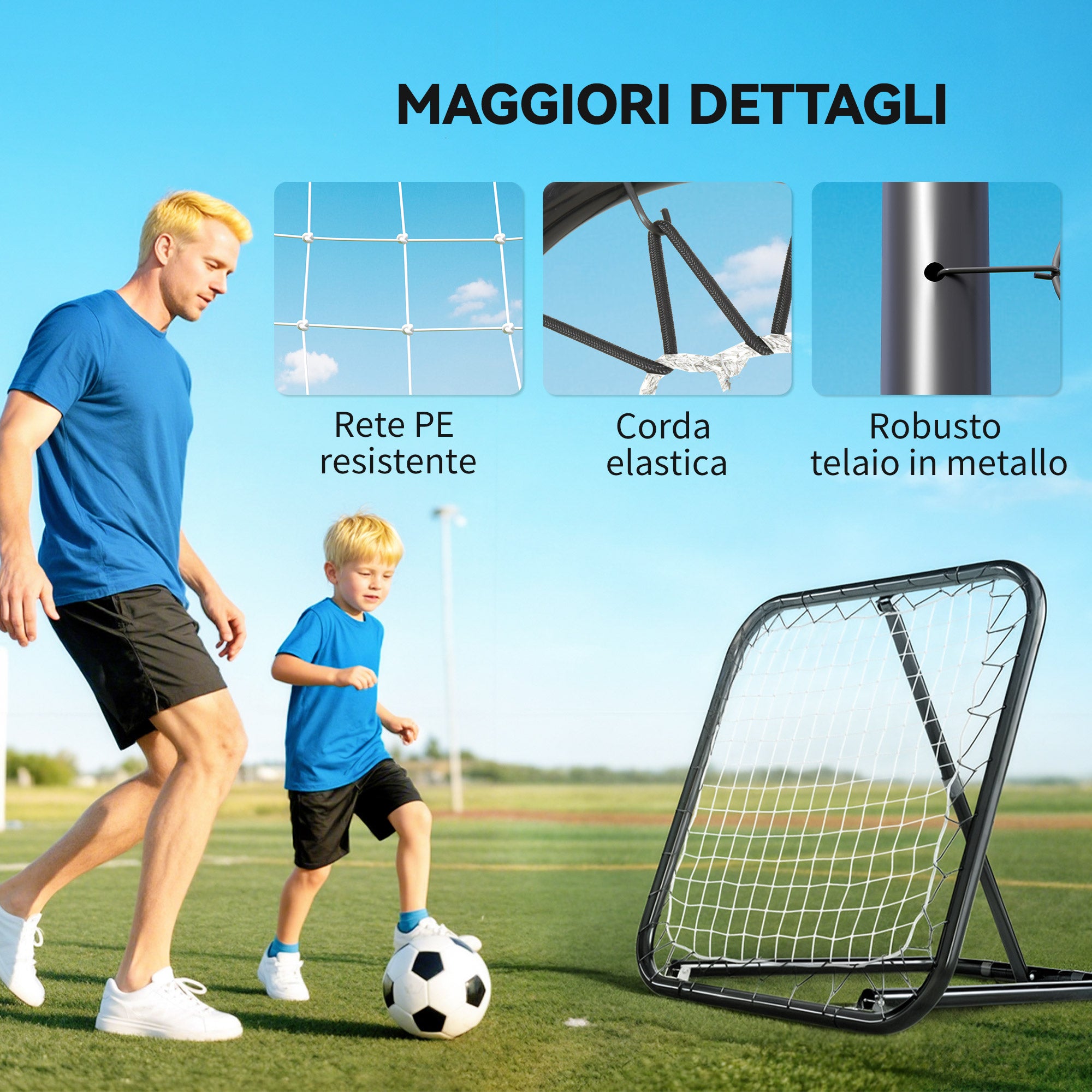 Metal Soccer Rebounder with Adjustable Angle, 78x84x65-78 cm