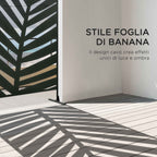 Outsunny 3-Panel Vertical Steel Room Divider with Banana Leaf Motif, 122x45x198 cm, Black