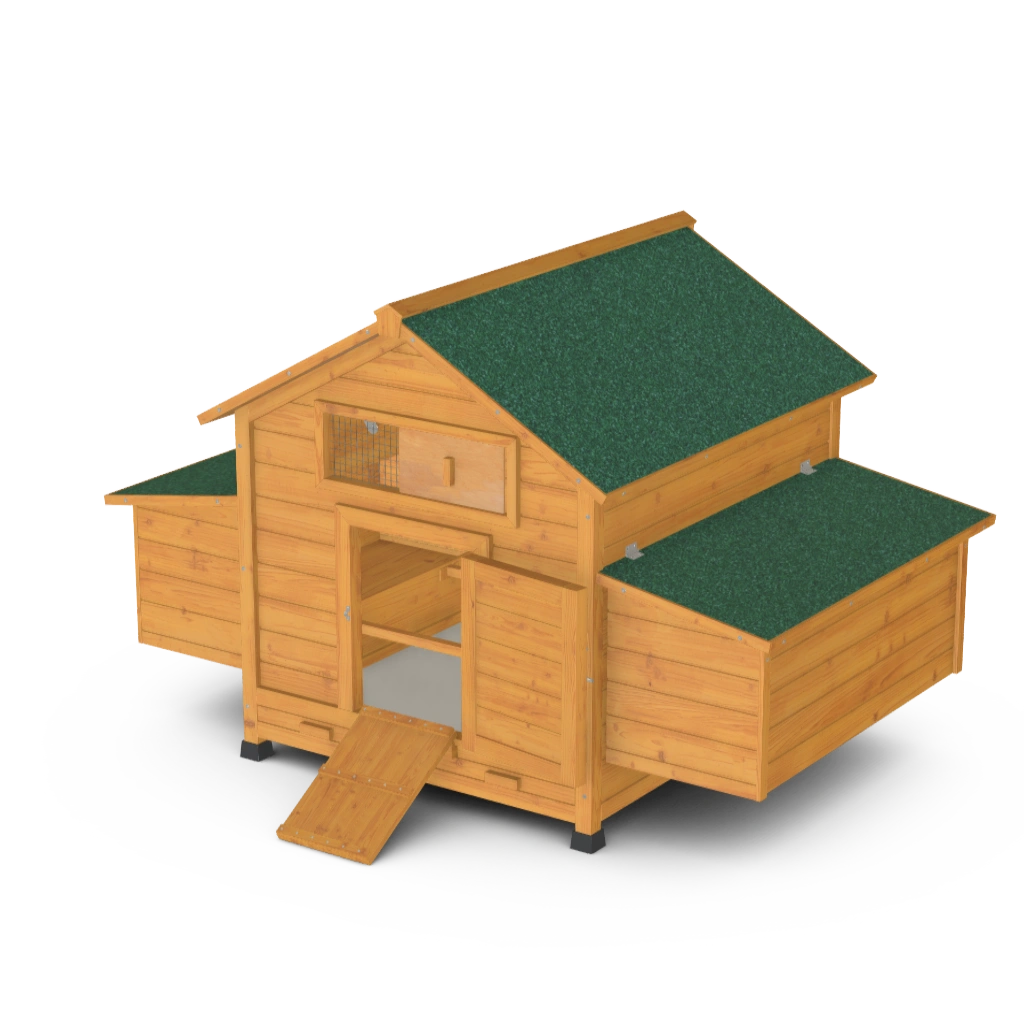 Chicken Coop Laying Cage for Garden Chickens with 2 Drawers, Nest and Waterproof Outdoor Roof in Wood, 150x100x96.5 cm - Borge' Group Limited