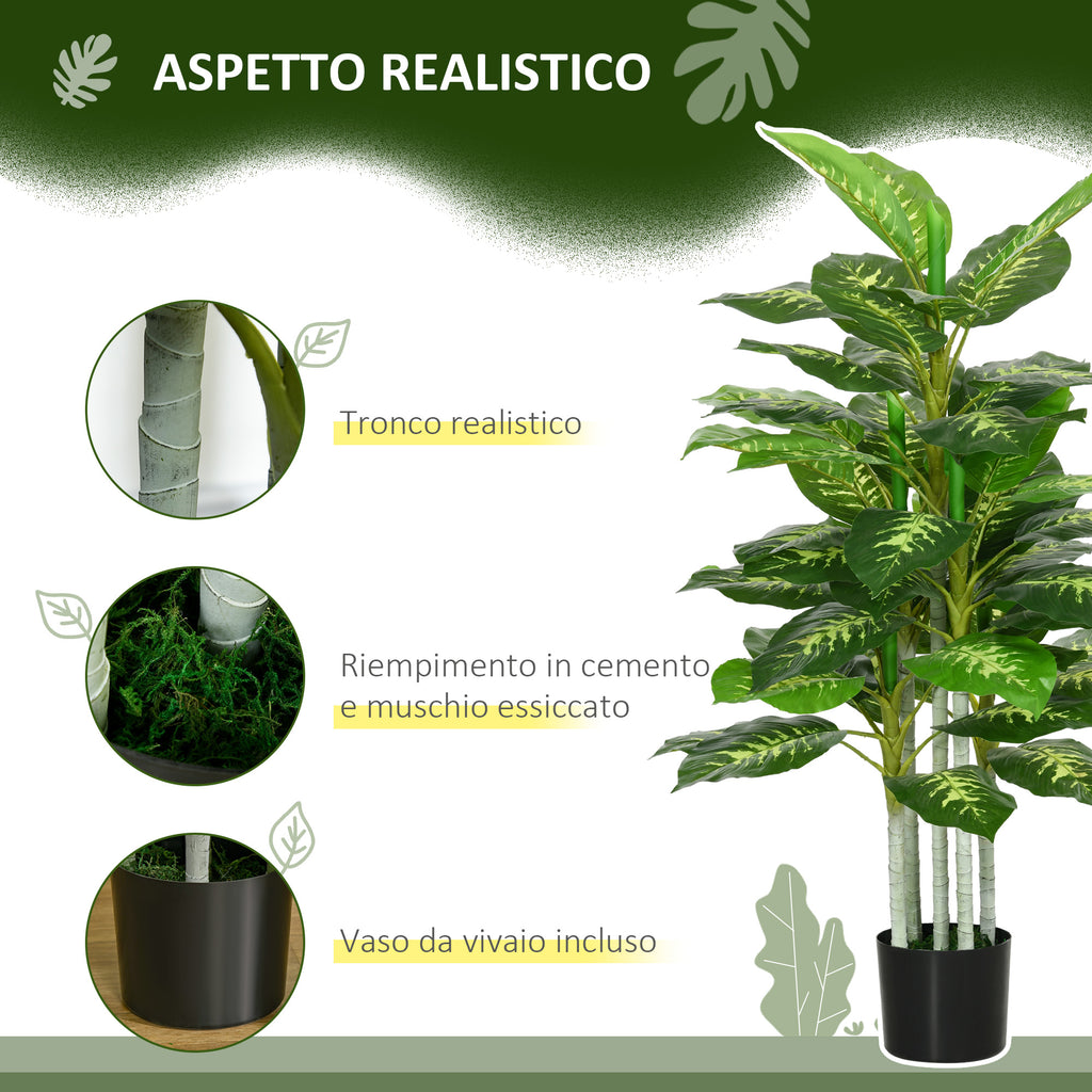 Decorative Artificial Plant 120 cm Tall with Black Pot for Indoor and Outdoor