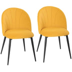 HOMCOM Set of 2 Velvet Shell-Back Dining Chairs, 52 x 55 x 79 cm, Yellow