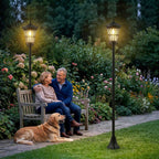 Outsunny Set of 2 Solar Garden Lights 1.86m, Stainless Steel Street Lights