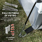 Camping Tent in Polyester and Oxford Fabric with Internal Hook and Mesh Windows, 265x140x95 cm