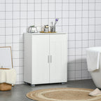 kleankin Modern Bathroom Cabinet with 2 Doors, 2 Adjustable Shelves and Silver Handles, 60x30x80 cm, White