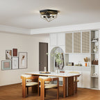 Industrial Style Geometric Ceiling Lamp with 3 E27 Sockets for LED Bulbs, Black and Gold