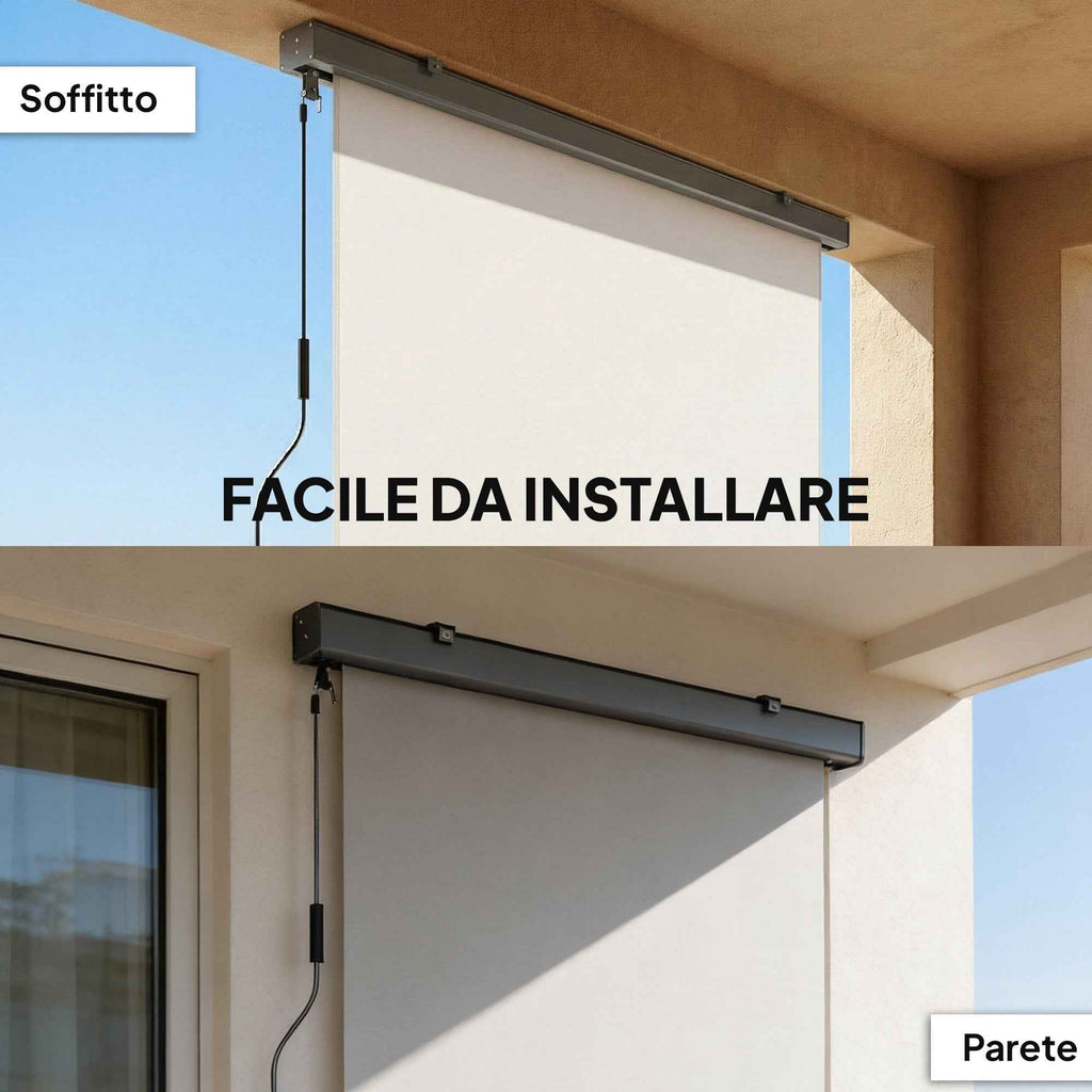 Outsunny Anti-UV Polyester Roller Blind with Aluminum Cassette and Crank, 250x160 cm, Cream White