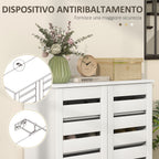 5-Tier Shoe Rack with 4 Adjustable Shelves and Slatted Doors, Wooden, 76x33Dx98 cm, White