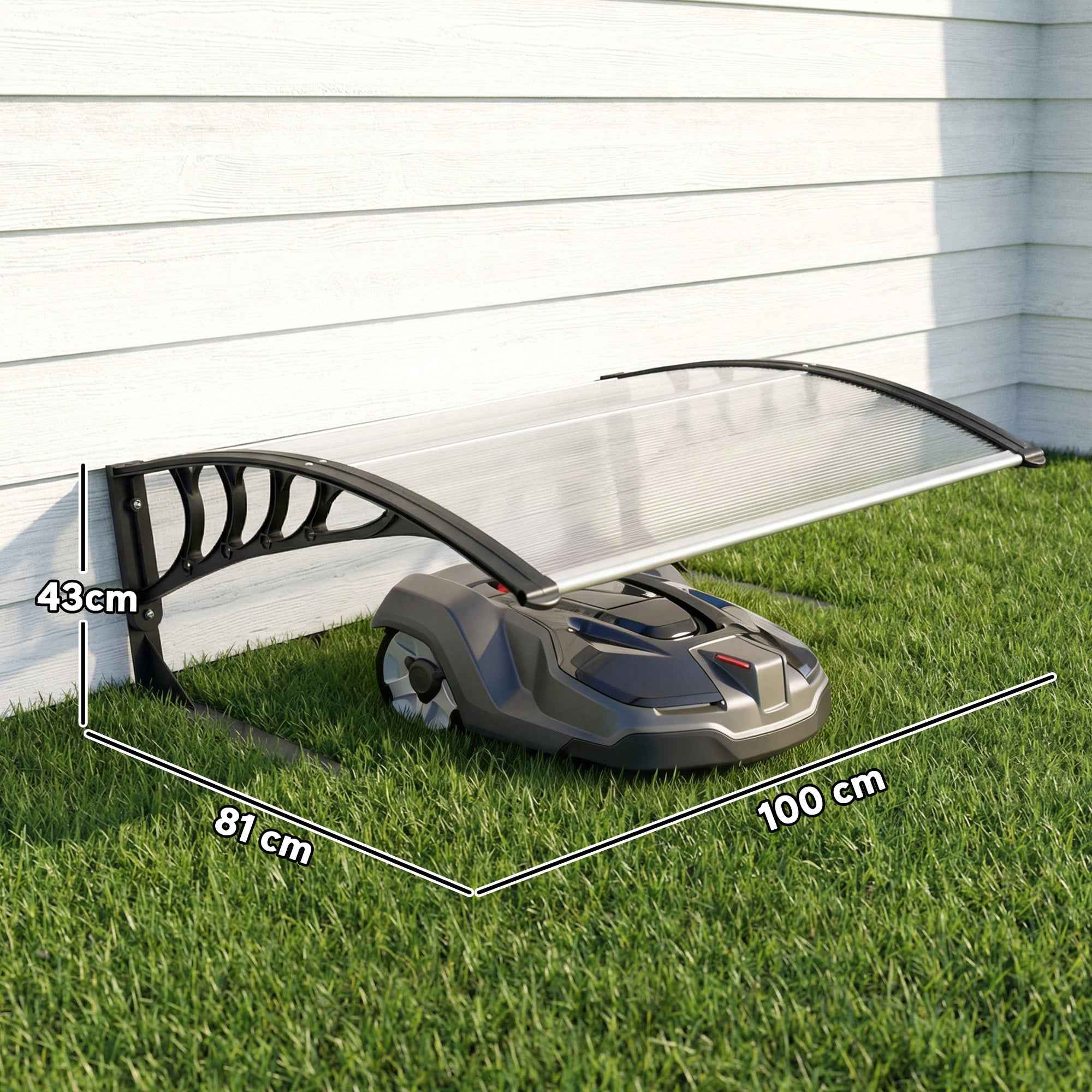 Outsunny Waterproof and UV 30+ Outdoor Lawn Mower Shelter, Aluminum, 100x81x43 cm, White