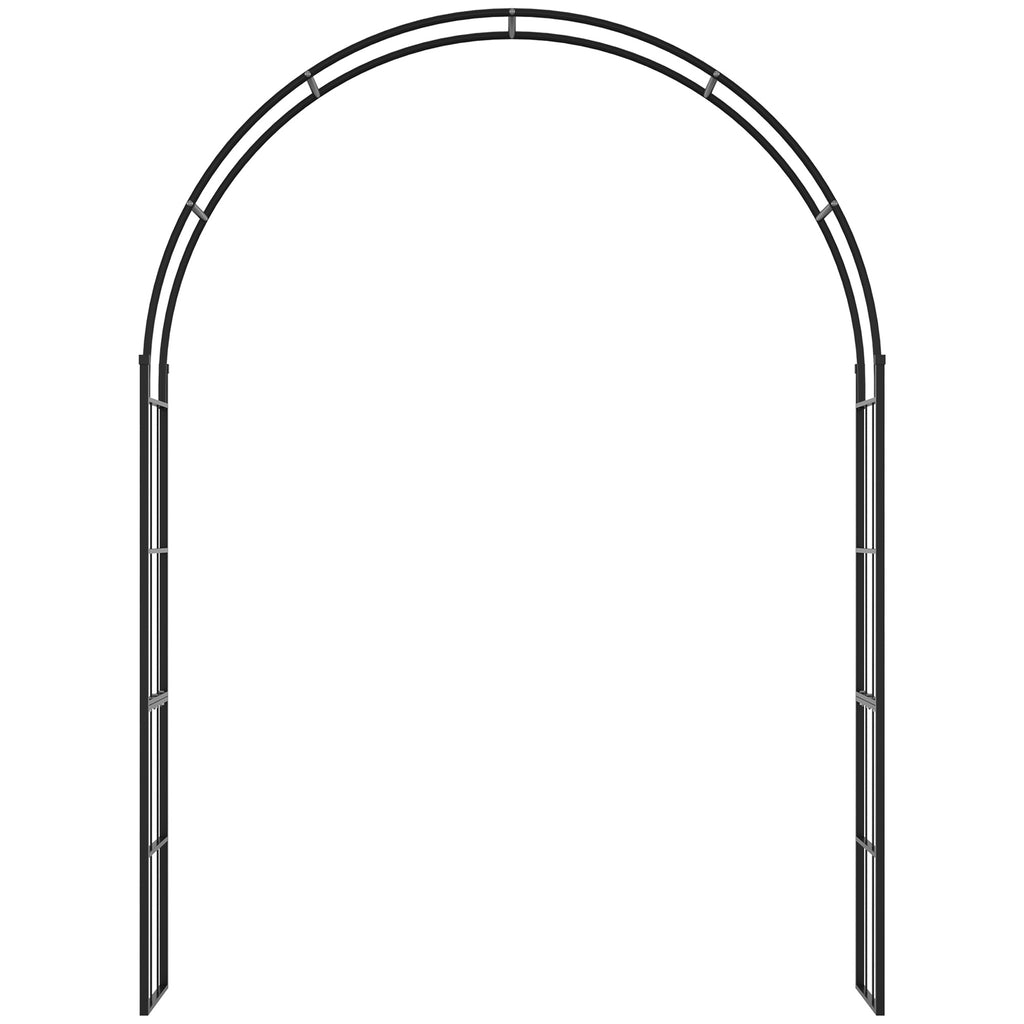 Outsunny Garden Arch for Climbing Plants and Decorations, Black Metal, 157x40x223cm