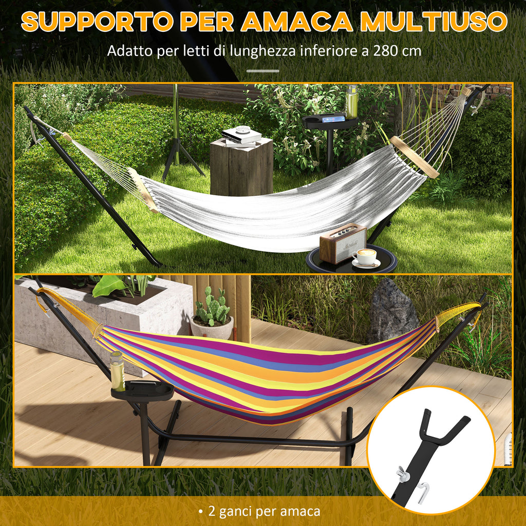 Steel Hammock Stand with Integrated Table and Maximum Load 150kg, Black