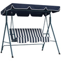 3-Seater Garden Swing with Sunshade Roof, in Steel and Polyester, 172x110x153 cm, White and Blue