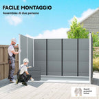 Outsunny 2-Door Tool Shed with Windows and Air Vents, Made of PP and Aluminum, 303x183x184 cm, Gray