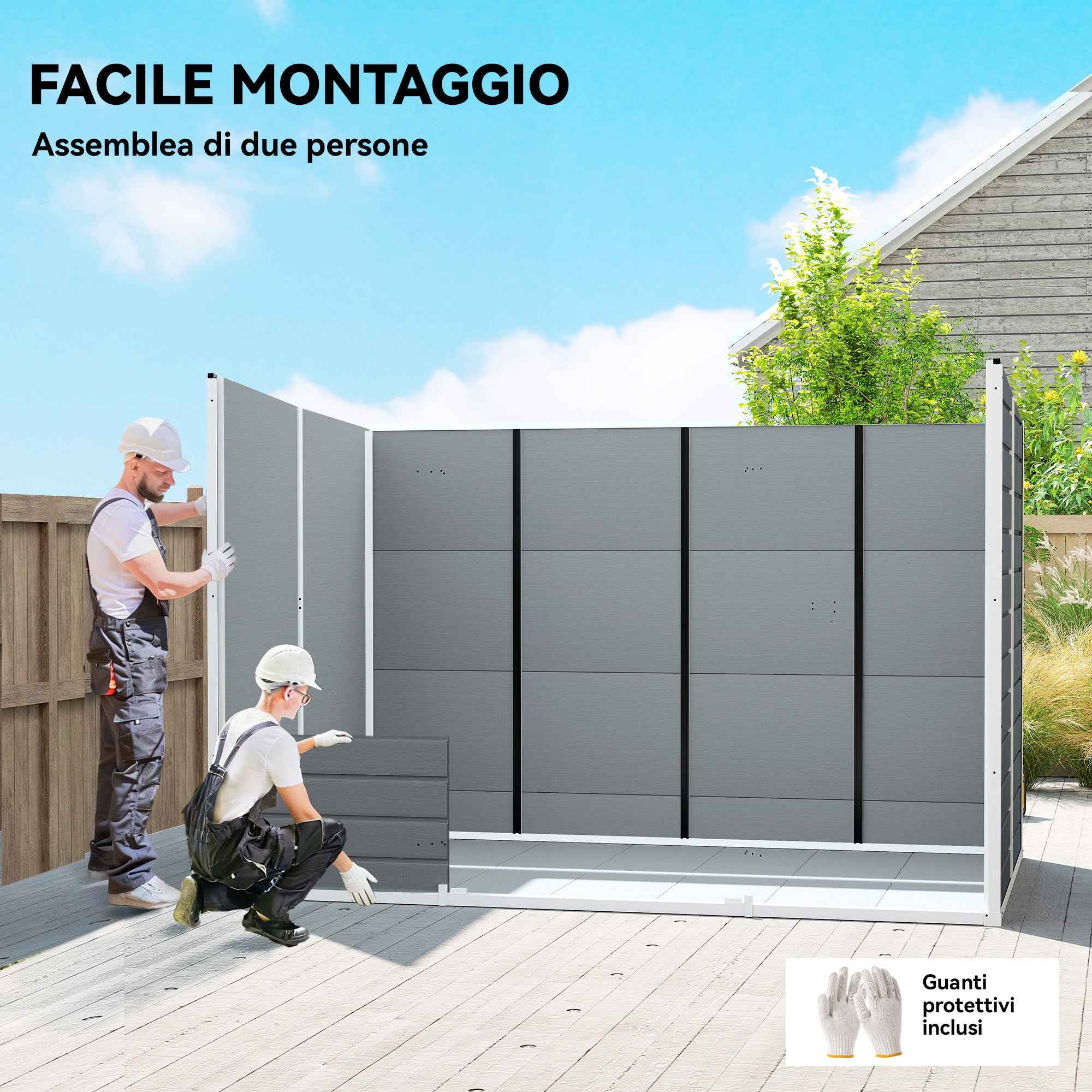 Outsunny 2-Door Tool Shed with Windows and Air Vents, Made of PP and Aluminum, 303x183x184 cm, Gray