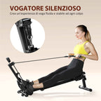 SPORTNOW Folding Rowing Machine with LCD Monitor and Padded Seat, Elastic Resistance, 150 kg Capacity