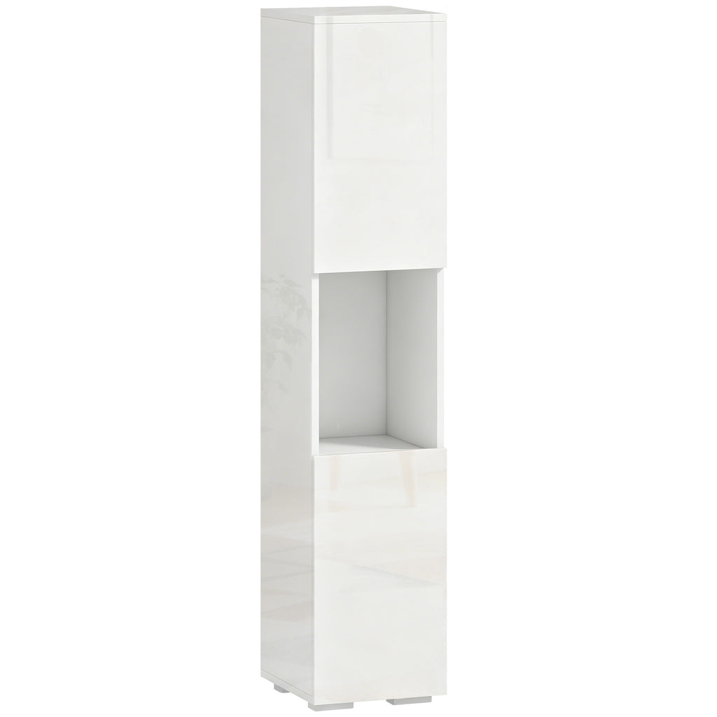HOMCOM Slim 5-Tier Multimedia Cabinet with Adjustable Shelves, White