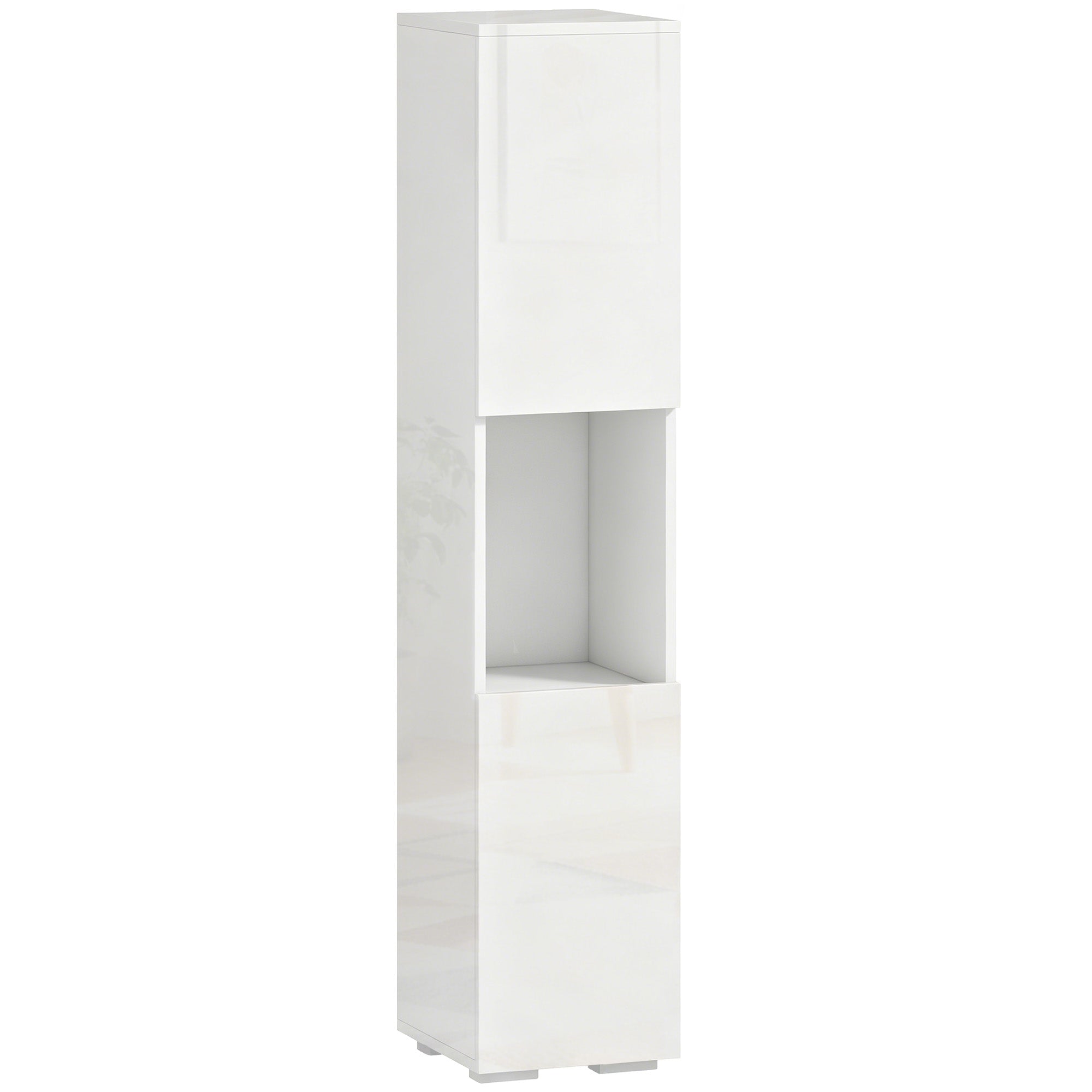 HOMCOM Slim 5-Tier Multimedia Cabinet with Adjustable Shelves, White