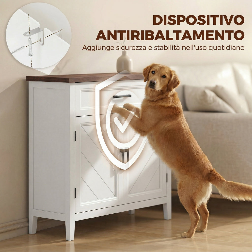HOMCOM Modern Rustic Sideboard with Adjustable Shelf, Storage Space and 2 Doors.