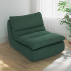 Modern Floor Chair Padded in Green Velvet Effect Fabric and Foam, 82x103x75 cm