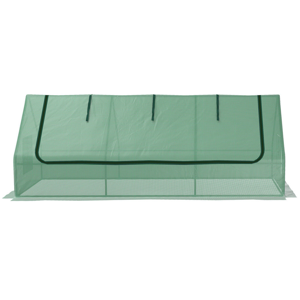 Small Greenhouse with 2 Side Windows and Central Window, in Steel, PE and PP, 240x90x90 cm, Green